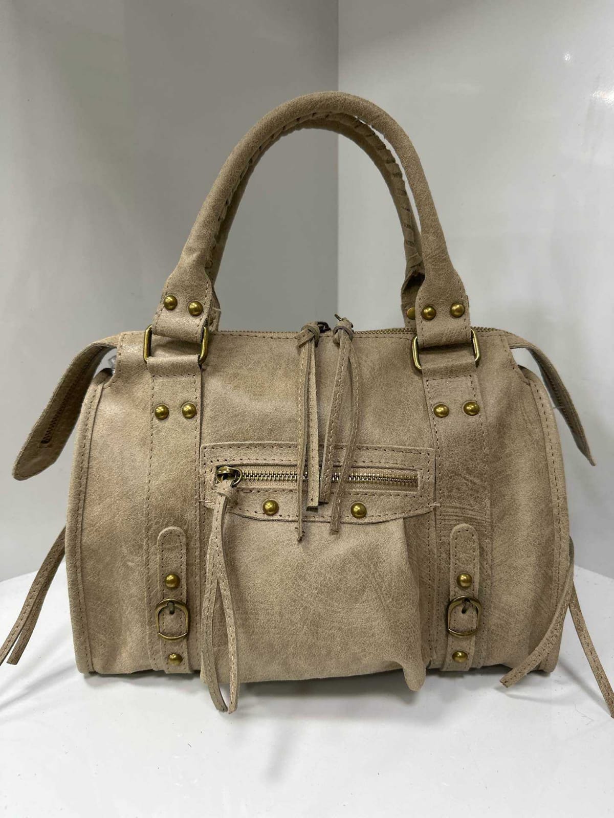 City bag media vera pelle