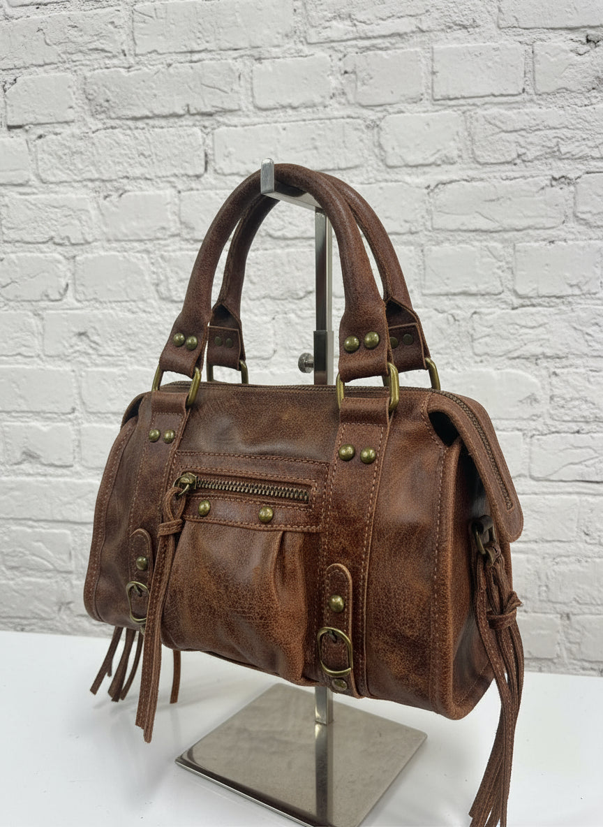 City bag vera pelle effetto sauvage grande