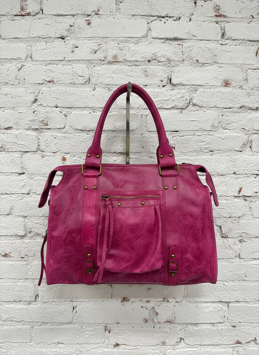 City bag vera pelle effetto sauvage grande