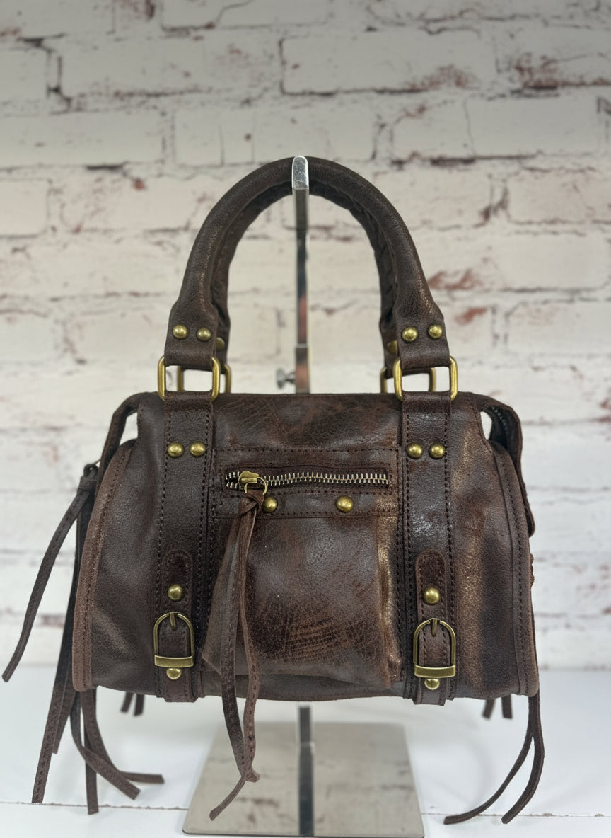 City bag vera pelle effetto sauvage grande